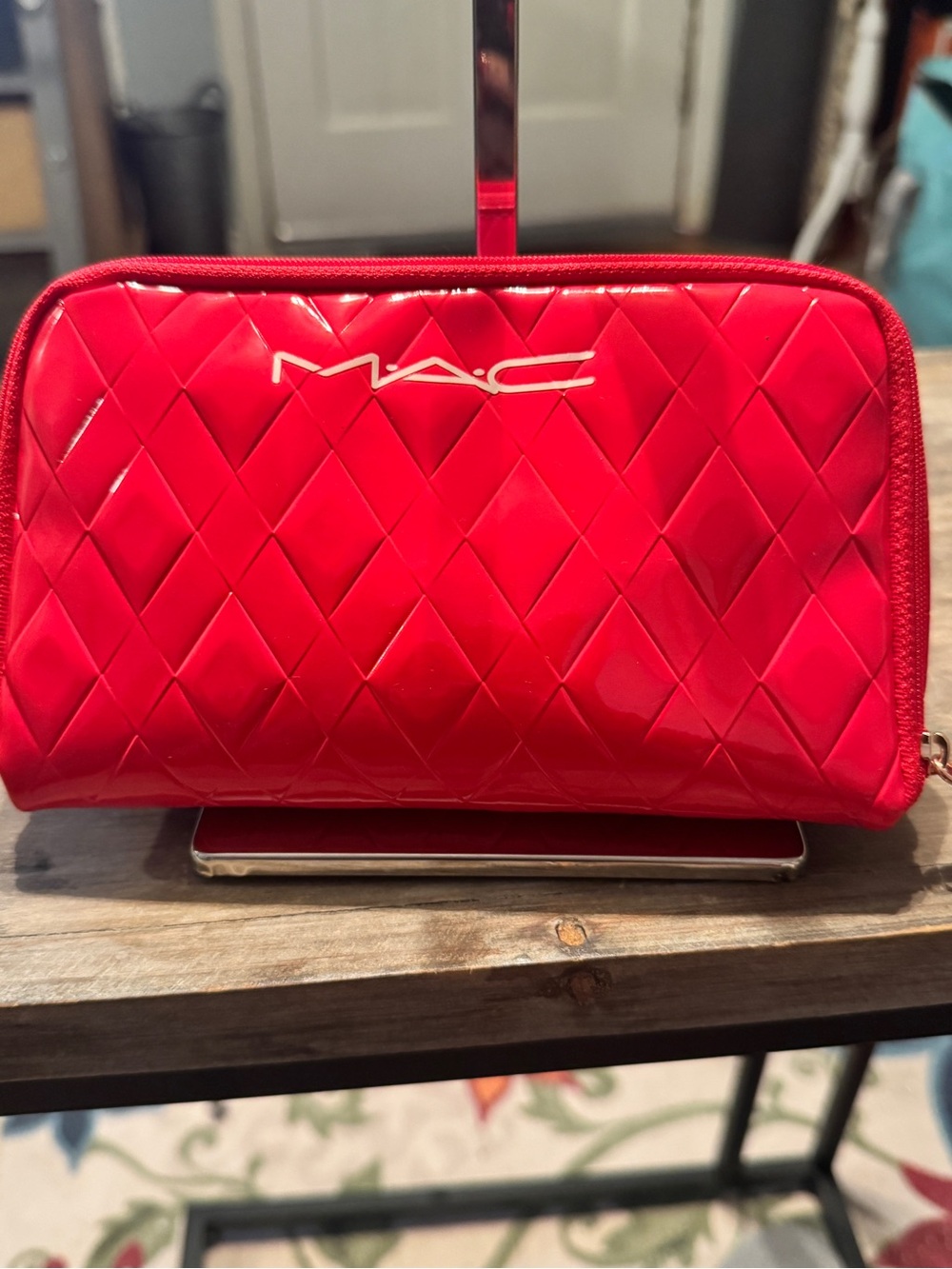 MAC Cosmetics Glossy Quilted Red Makeup Pouch